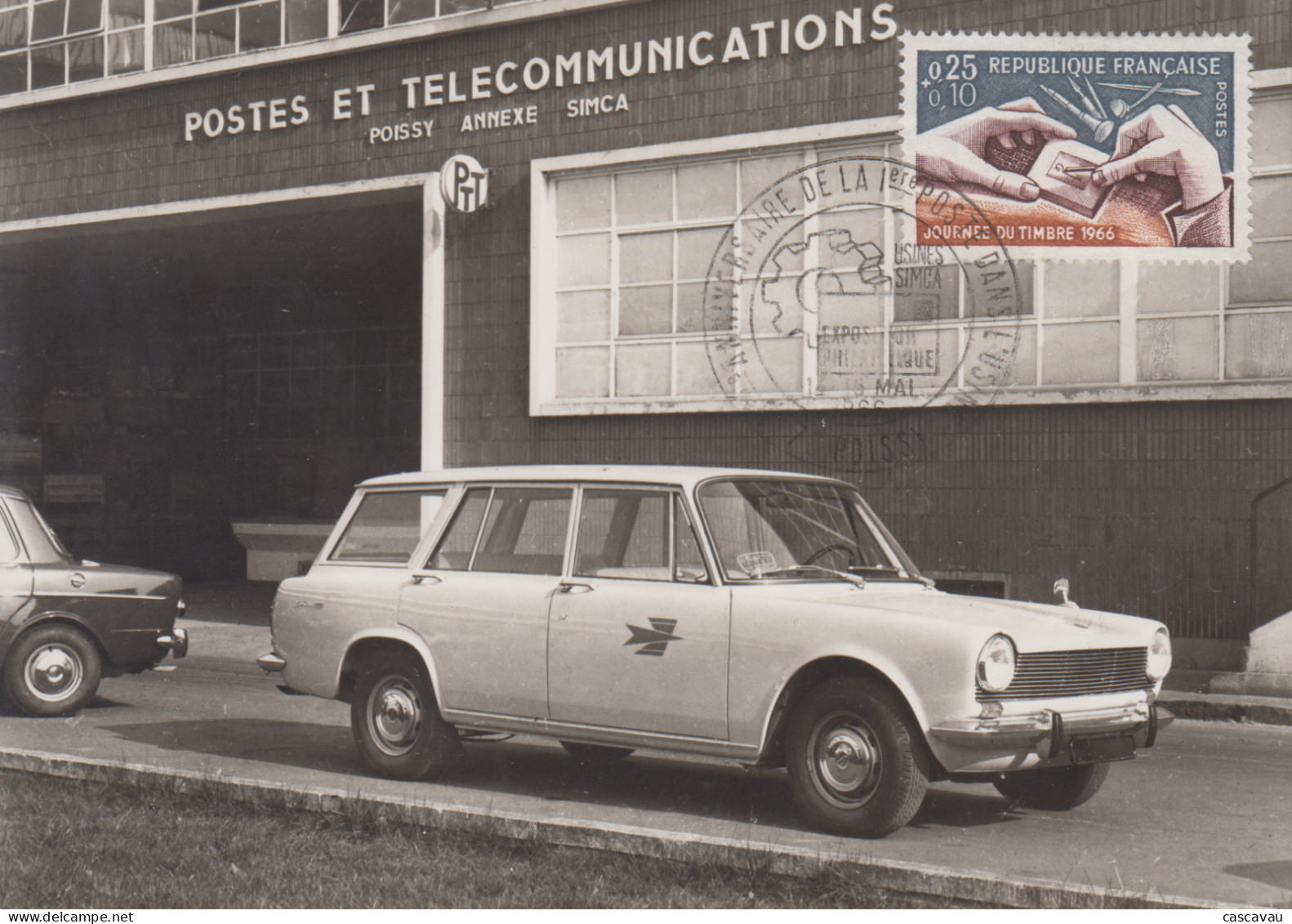 Carte   FRANCE  Anniversaire  De  La  1ére  POSTE  Dans  L' Usine  SIMCA   à   POISSY   1966 - Posta