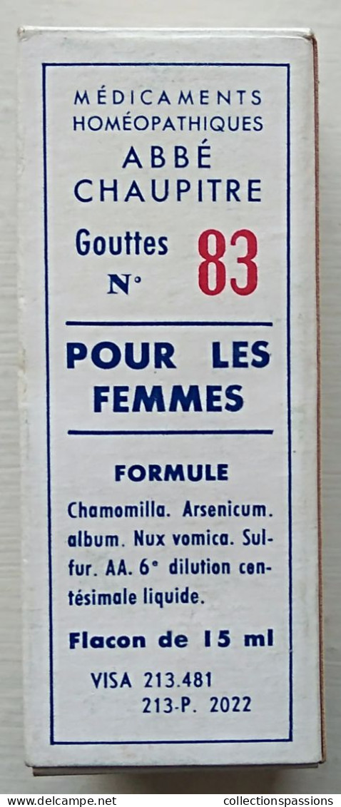 - Ancienne bouteille dans sa boite. Abbé Chaupitre N°83 - Objet ancien de collection - Pharmacie -