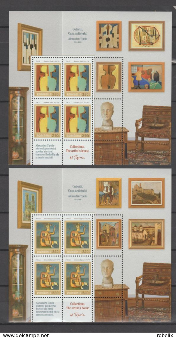 ROMANIA 2023 PAINTING -THE ARTIST'S HOUSE - Alexandru Tipoia - Sheet Of 4 Stamps + Labels And Illustrated Borders MNH** - Moderne