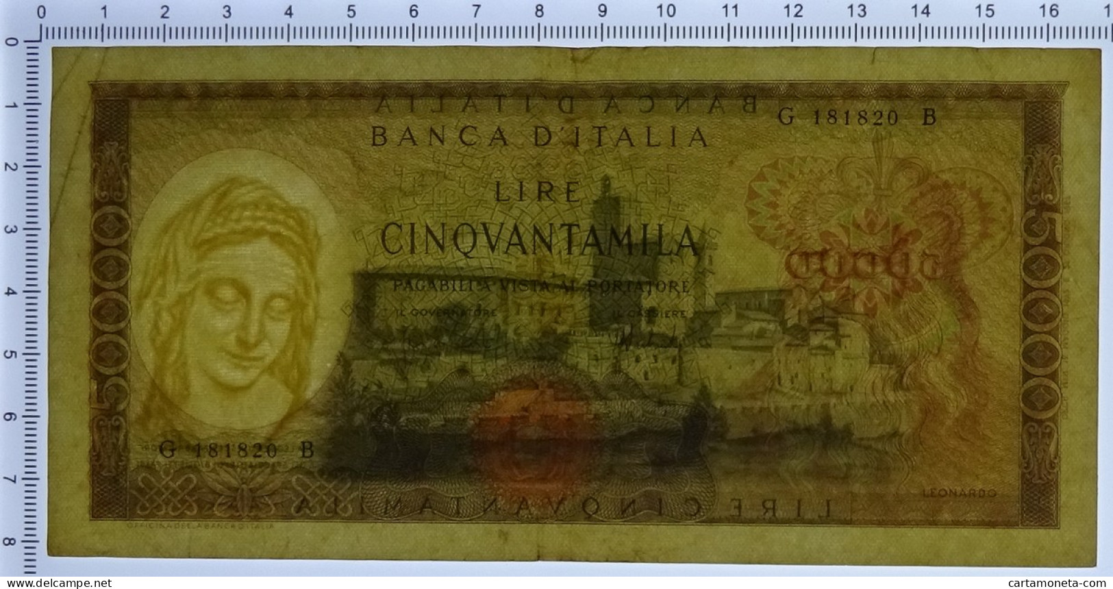 50000 LIRE BANCA D'ITALIA LEONARDO DA VINCI MEDUSA 16/05/1972 BB+ - Autres & Non Classés