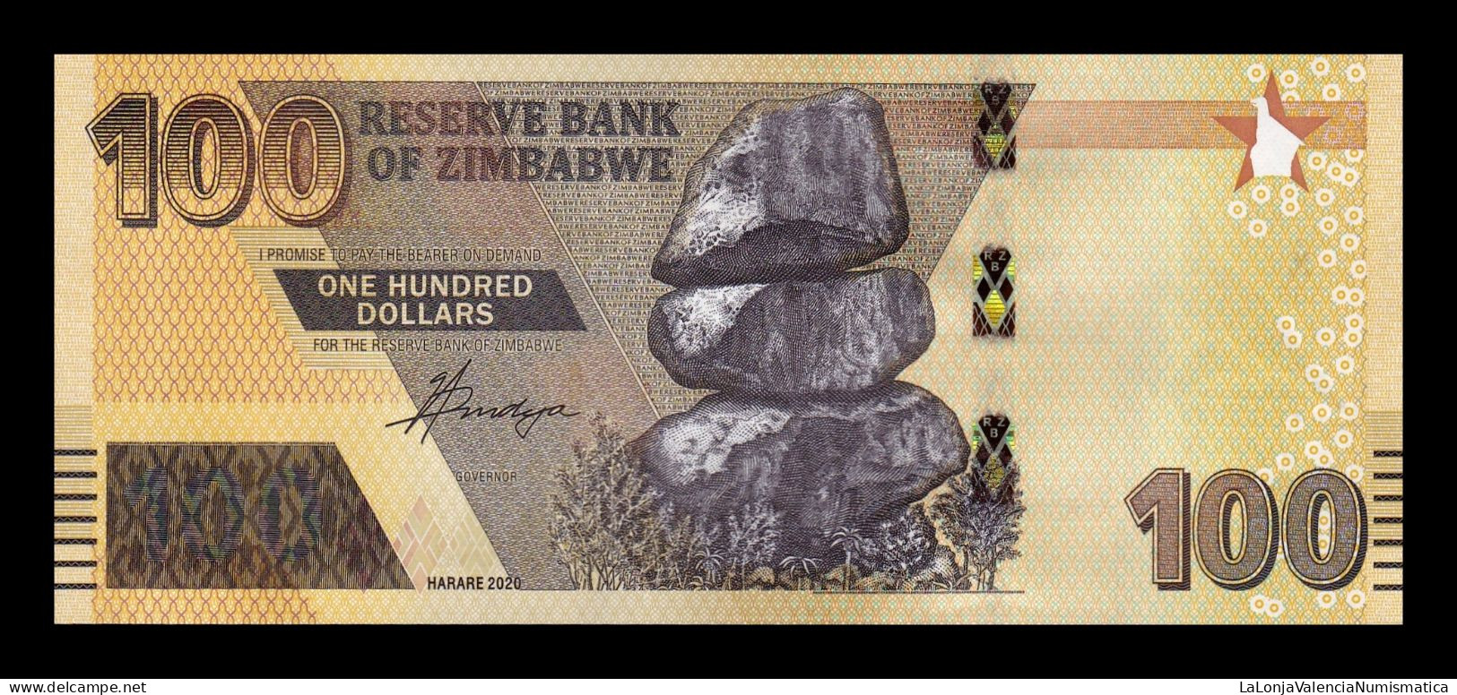 Zimbabwe 100 Dollars 2020 Pick 106 Sc Unc - Zimbabwe