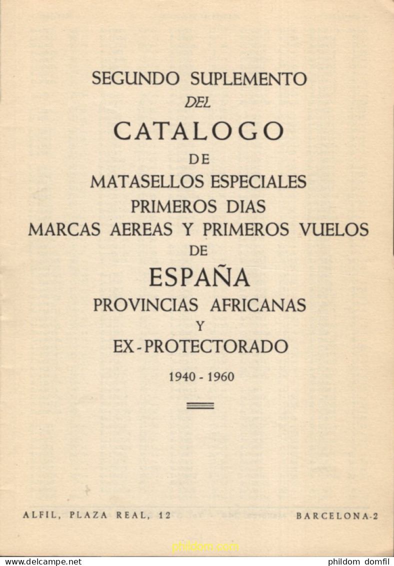 Catalogo Primer Suplemento De Matasellos Especiales Primeros Dias Marcas Aereas Y Primeros Vuelos De España 1960 - Topics