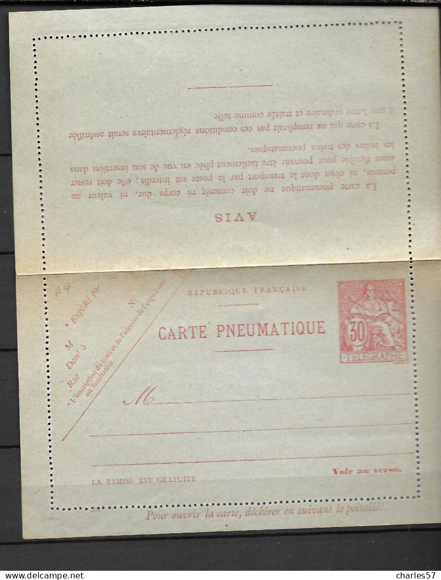 / France:2594 CLPP 30c (1902)Légende République Française Et 6 Lignes D'avis - Pneumatiques