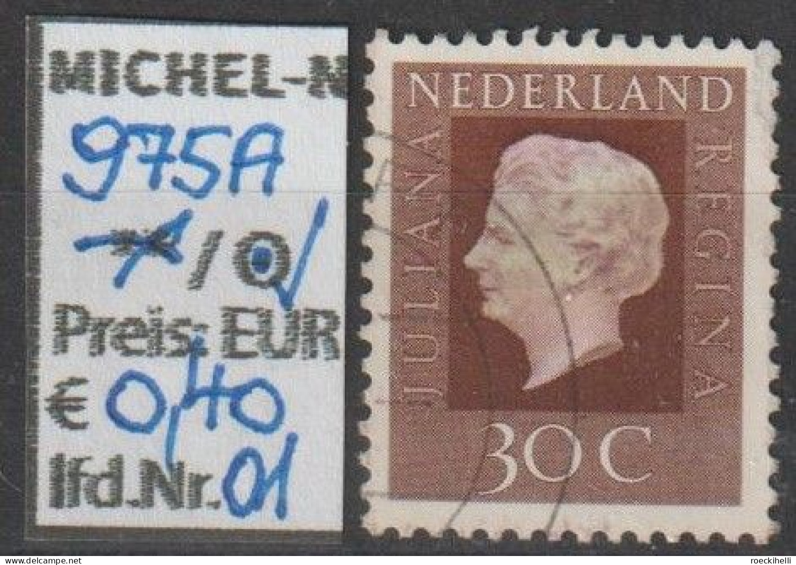 1972 - NIEDERLANDE - FM/DM "Königin Juliana" 30 C Dkl'rotbraun - O  Gestempelt - S. Scan (975o 01-10 Nl) - Gebruikt