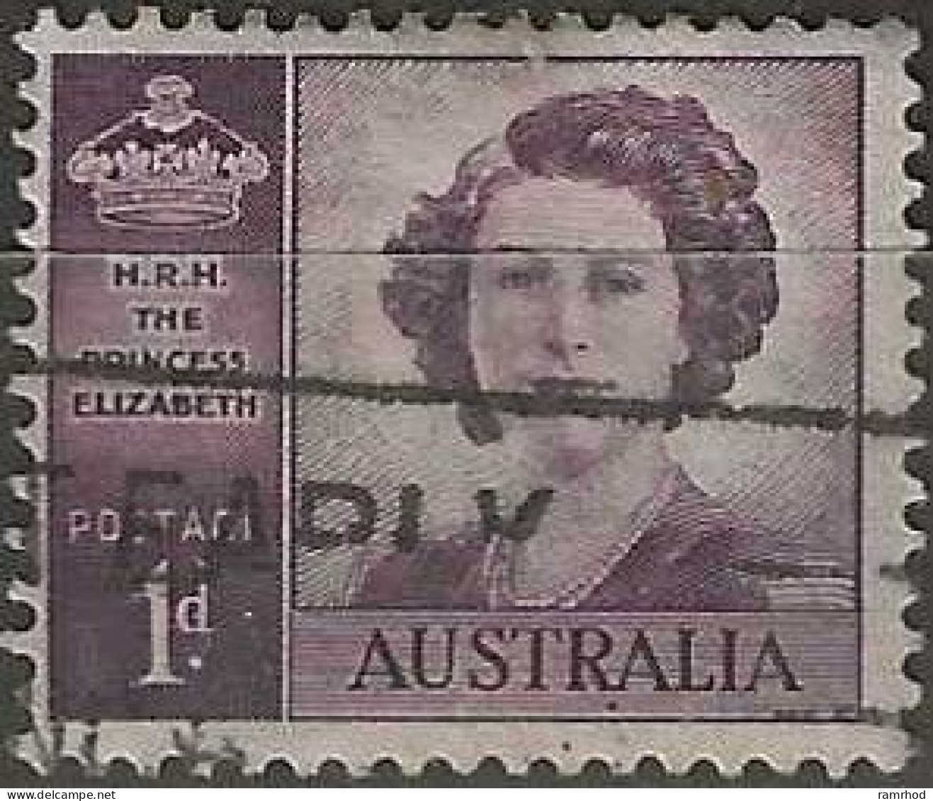 AUSTRALIA 1959 Queen Elizabeth II - 1d. - Purple FU - Usados