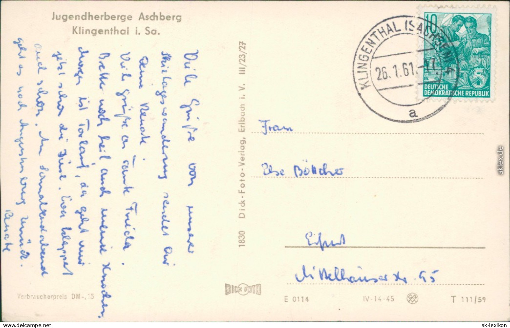 Ansichtskarte Klingenthal SportHotel Waldgut /Jugendherberge-Aschberg 1959 - Klingenthal