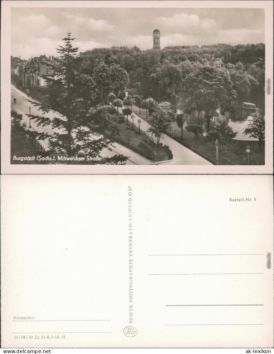 Ansichtskarte Burgstädt Mittweidaer Straße 1951 - Burgstädt
