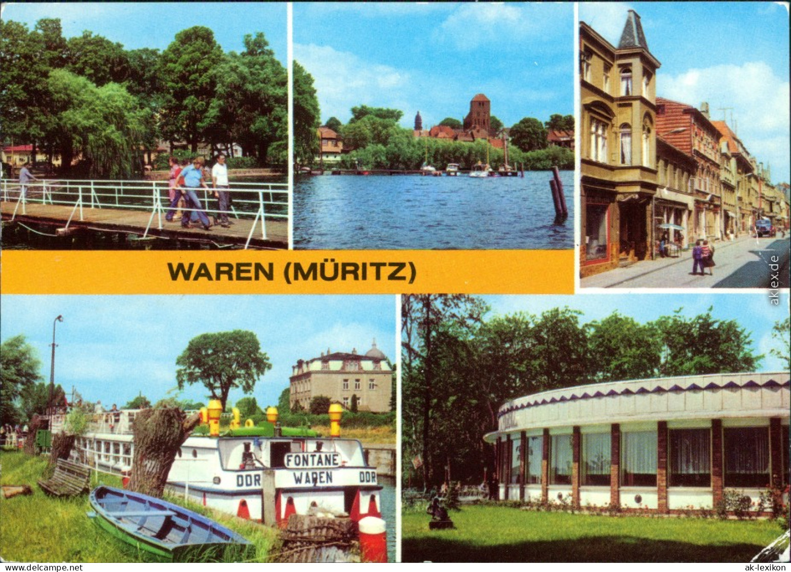 Waren (Müritz) Kietzbrücke, MS Fontane Im Hafen, Gaststätte Müritzring 1982 - Waren (Müritz)