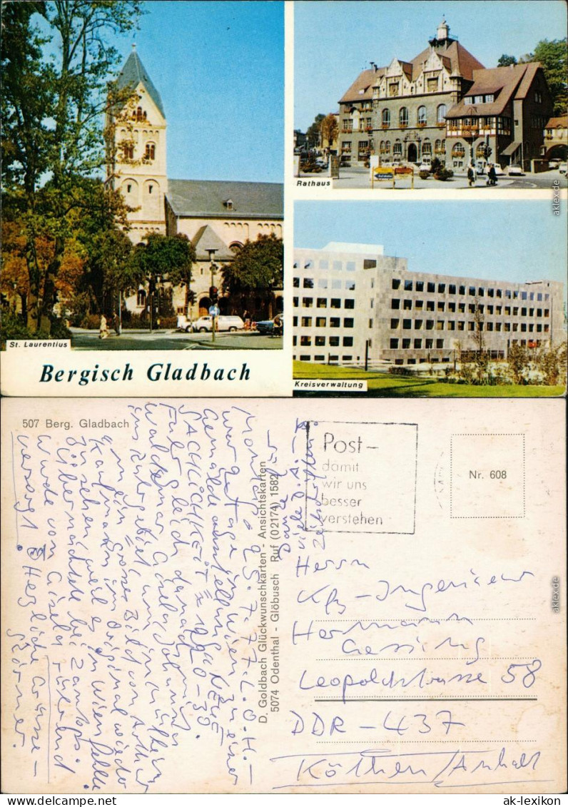 Bergisch Gladbach Rathaus, Kirche St. Laurentius, Kreisverwaltung 1977 - Bergisch Gladbach