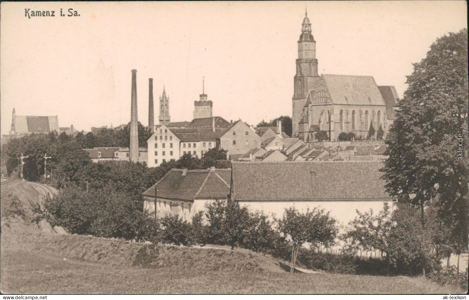 Ansichtskarte Kamenz Kamjenc Partie An Der Stadt, Fabrikanlagen 1914  - Kamenz