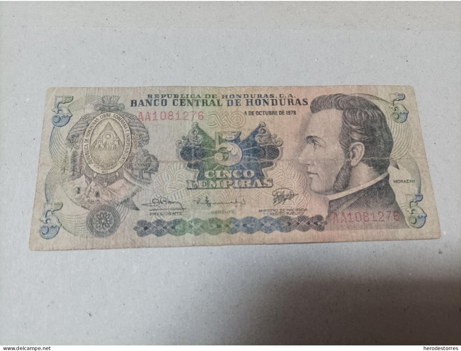 Billete Honduras 5 Lempiras, Año 1978 - Honduras