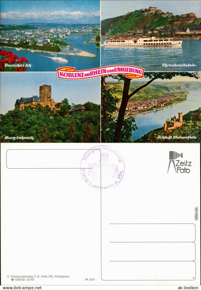 Koblenz Deutsches Eck, Ehrenbreitstein, Burg Lahneck, Schloß Stolzenfels 1985 - Koblenz