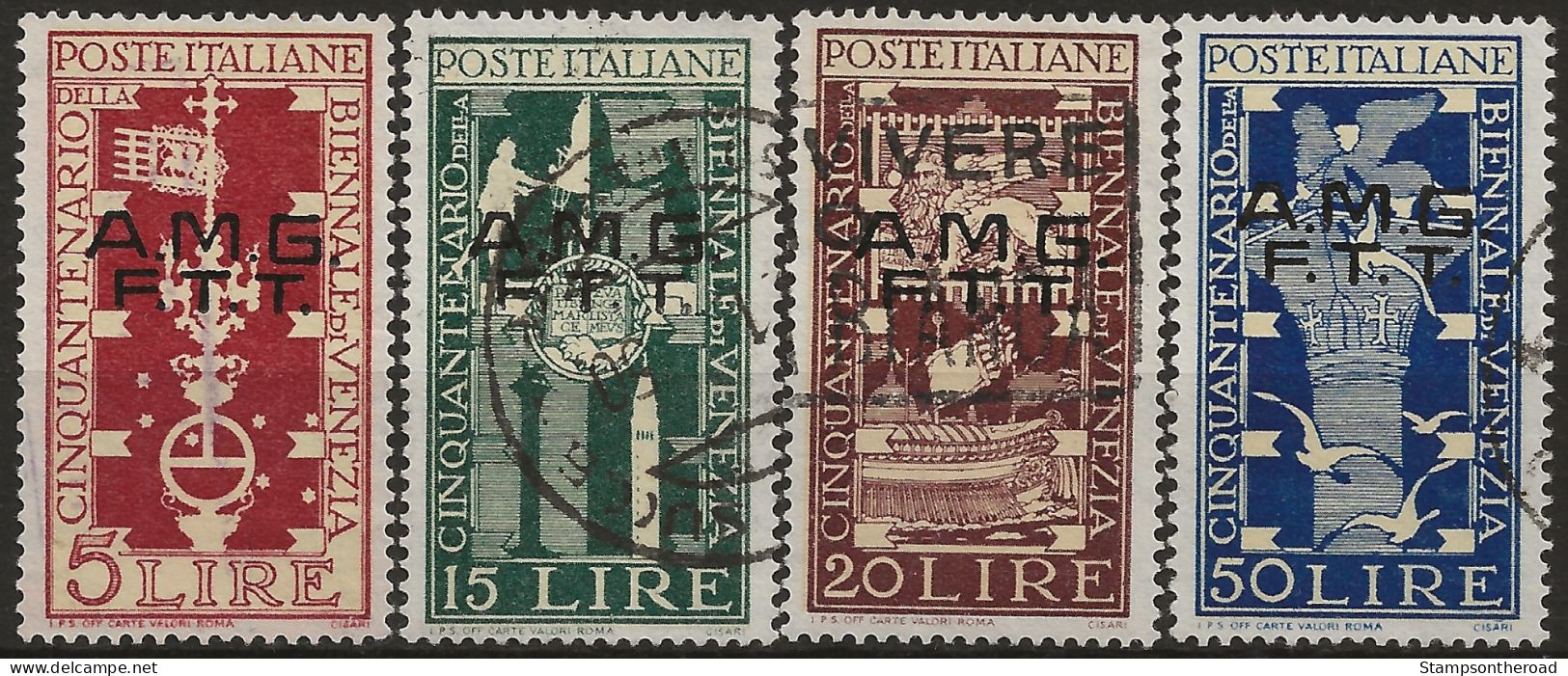 TZA35-38U - 1949 Trieste Zona A, Sassone Nr. 35/38, Serie Completa Di 4 Francobolli Usati Per Posta °/ - Gebraucht