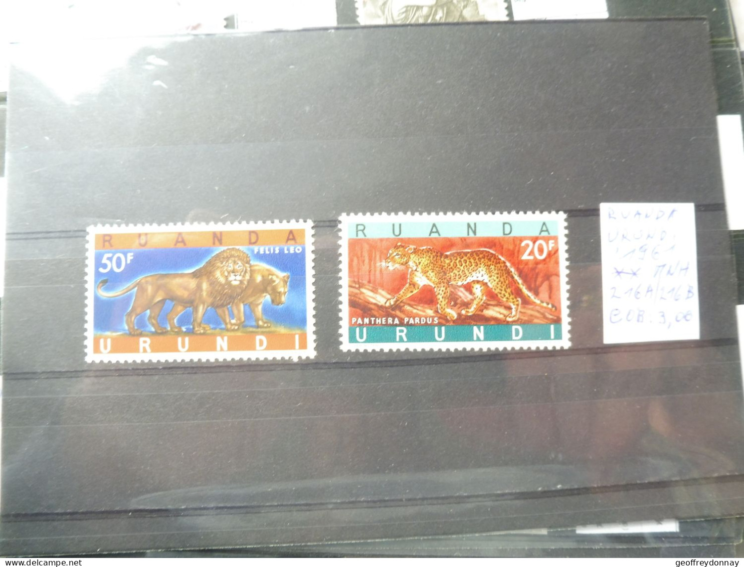 Ruanda Urundi Animaux Animals Dieren   Parfait Etat  Neuf Mnh  ** 216 A / 216 B   1961 - Unused Stamps