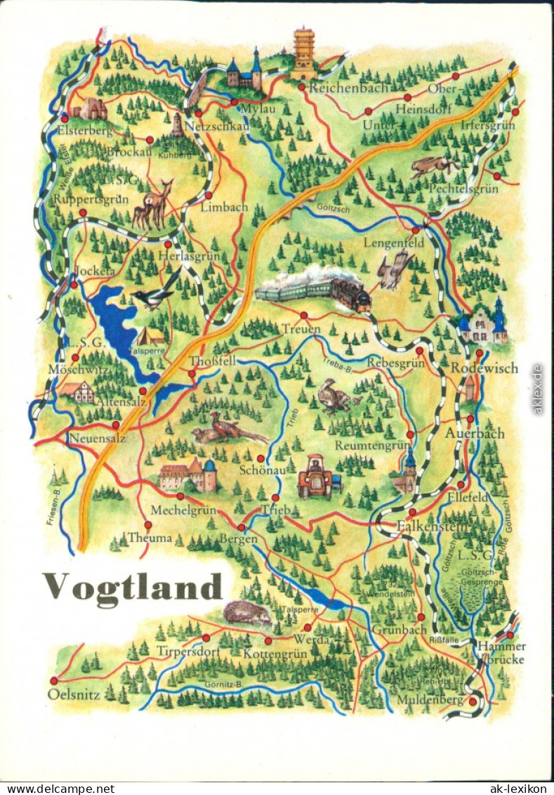 Reichenbach (Vogtland) Landkarten Ak: Vogtland: Rodewisch, Schönau 1984 - Reichenbach I. Vogtl.