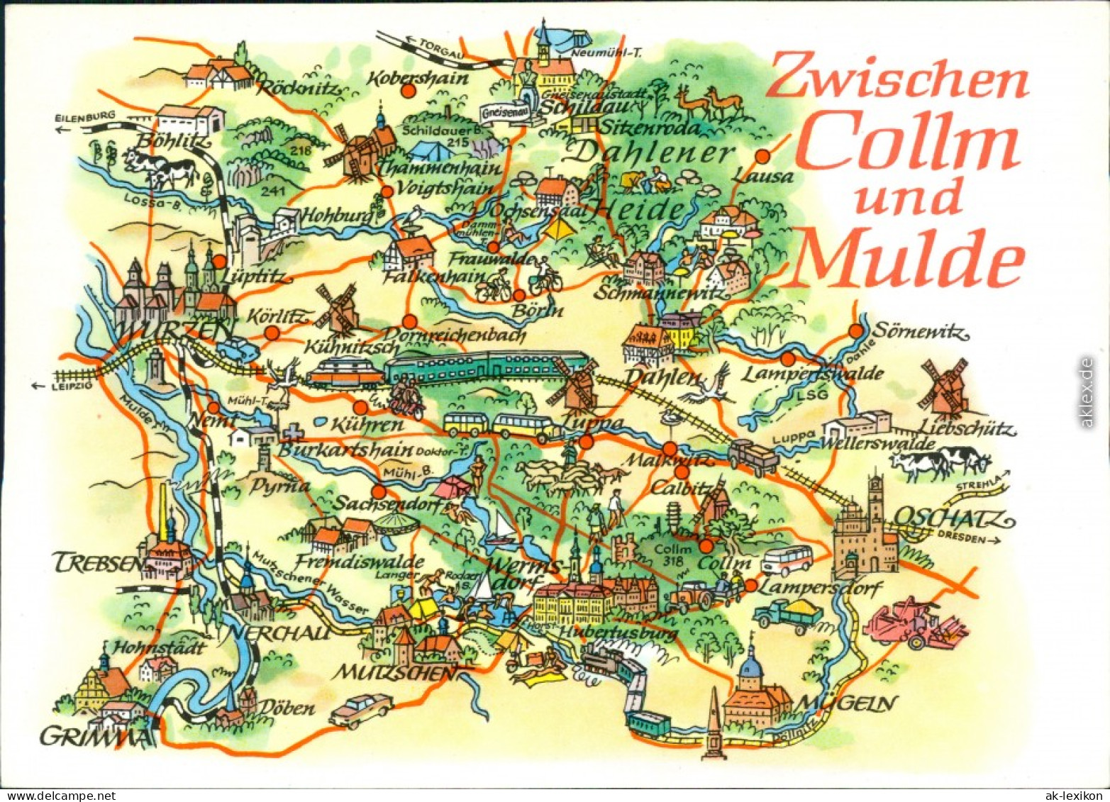 Ansichtskarte Collm-Wermsdorf Landkarte: Zwischen Collm Und Mulde 1981 - Wermsdorf