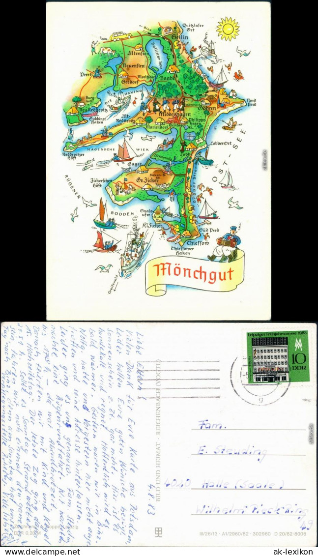 Göhren (Rügen) Landkarten-Ansichtskarten: Middelhagen G1982 - Göhren