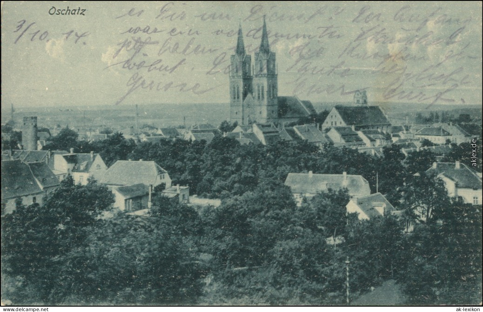 Ansichtskarte Oschatz Blick über Die Stadt 1914  - Oschatz