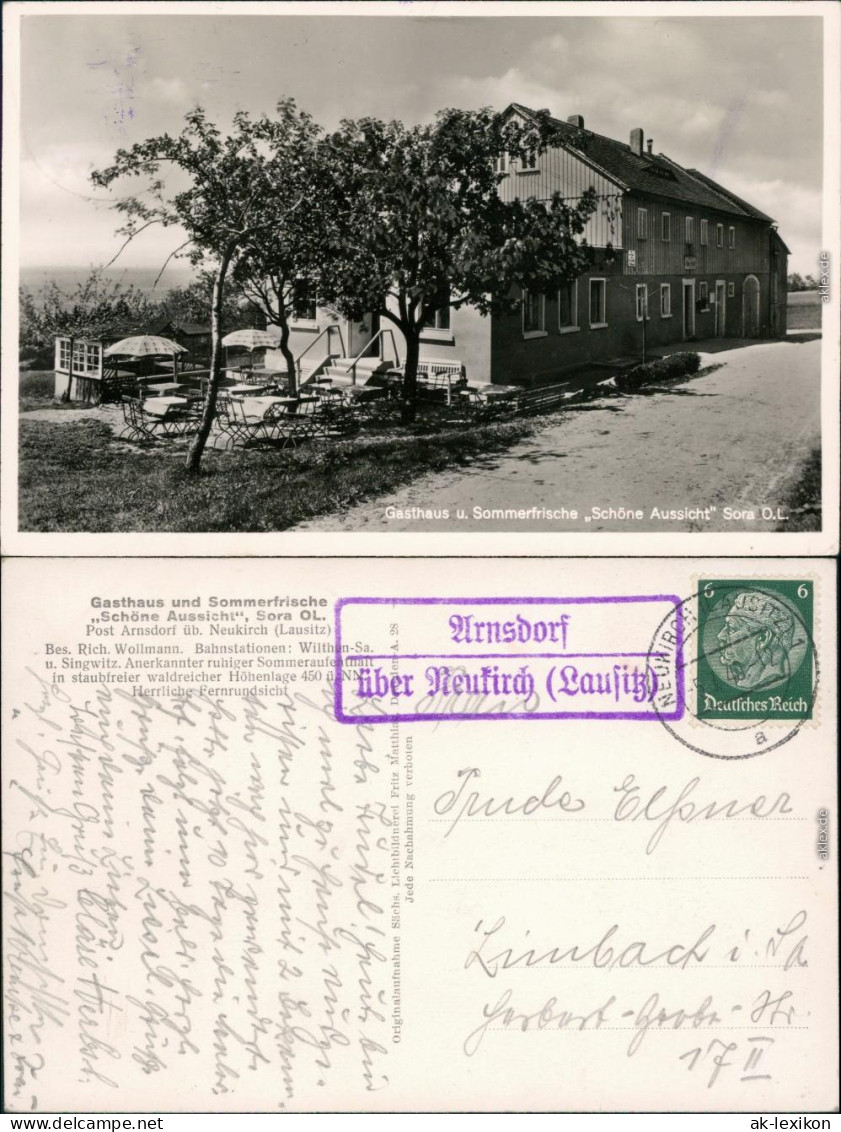 Sora Oberlausitz-Wilthen (Sachsen) Zdźar Gasthaus Schöne Aussicht 1940  - Wilthen