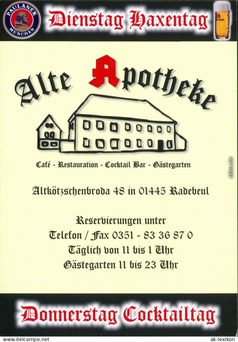 Ansichtskarte Radebeul Werbung Alte Apotheke Altkötzschenbroda 2009  - Radebeul