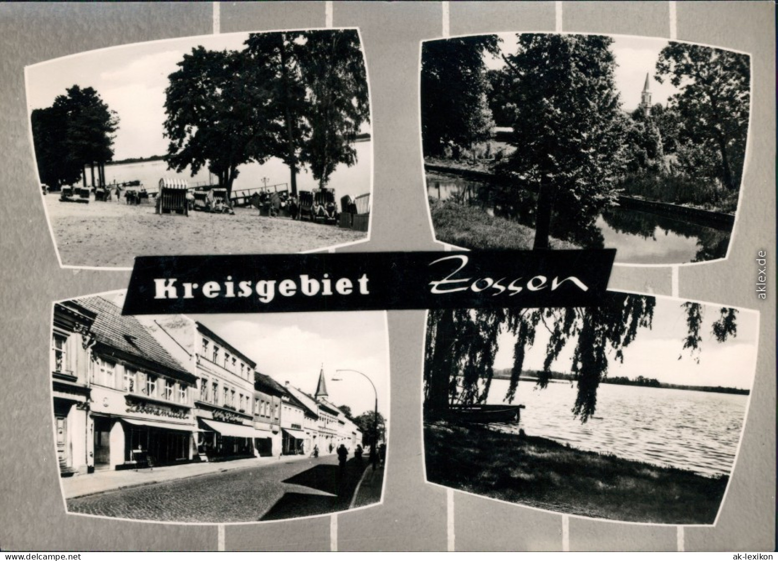 Ansichtskarte Zossen Strandbad, Teich, Kirche, Straße, See 1973 - Zossen