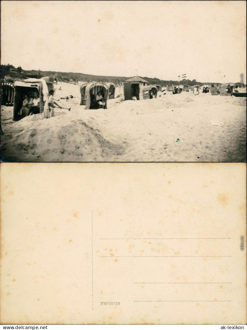 Ansichtskarte Zingst-Darss Pavillon, Strandkörbe Strand - Privatfoto 1919  - Zingst