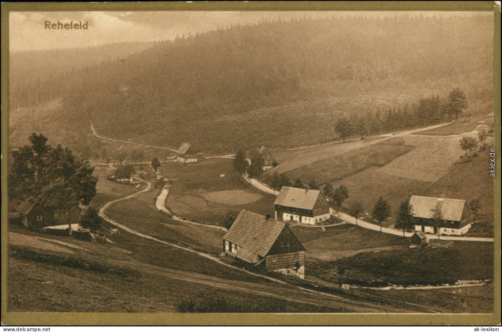 Rehefeld-Altenberg (Erzgebirge) Stadtpartie - Goldrand - Bromogold 1913 - Rehefeld