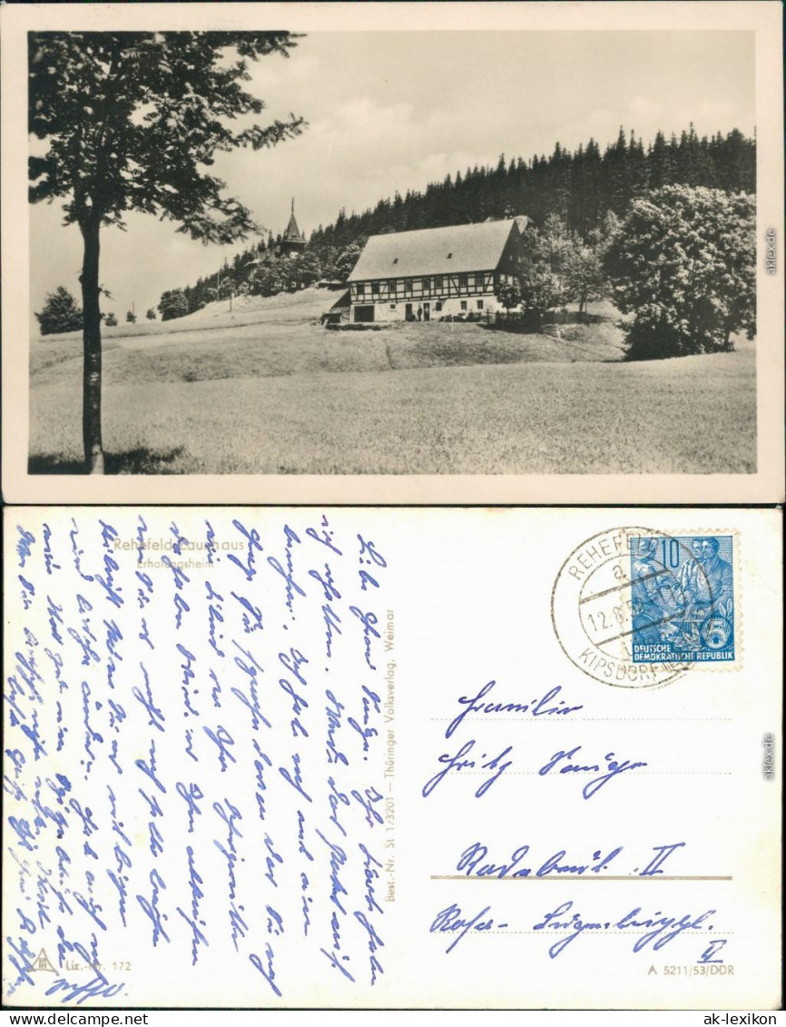 Ansichtskarte Rehefeld-Altenberg (Erzgebirge) FDGB Erholungsheim "Aufbau" 1953 - Rehefeld