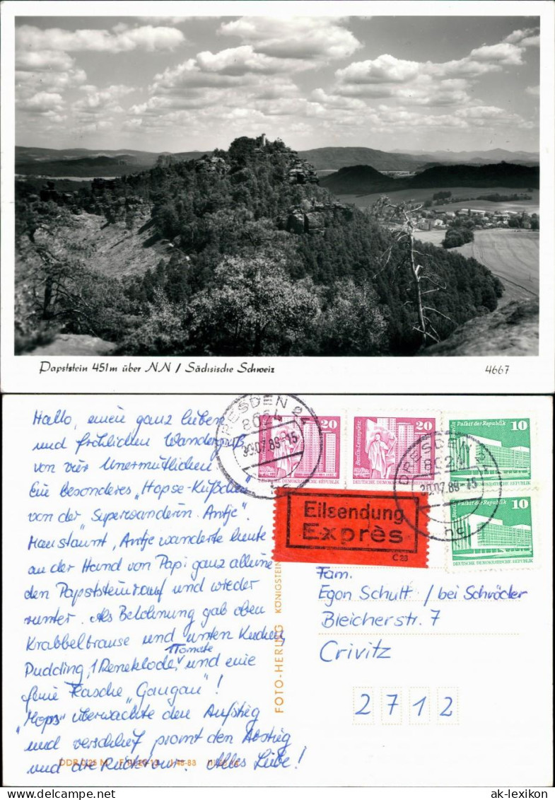 Ansichtskarte Gohrisch (Sächs. Schweiz) Papststein 1989 - Gohrisch