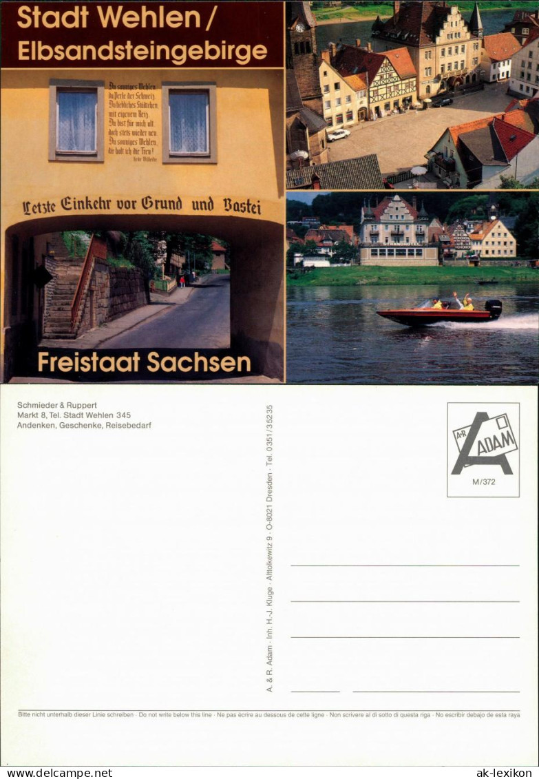 Ansichtskarte Wehlen Hausfassade Und Tor, Markt, Elbe - Motorboot 1995 - Wehlen
