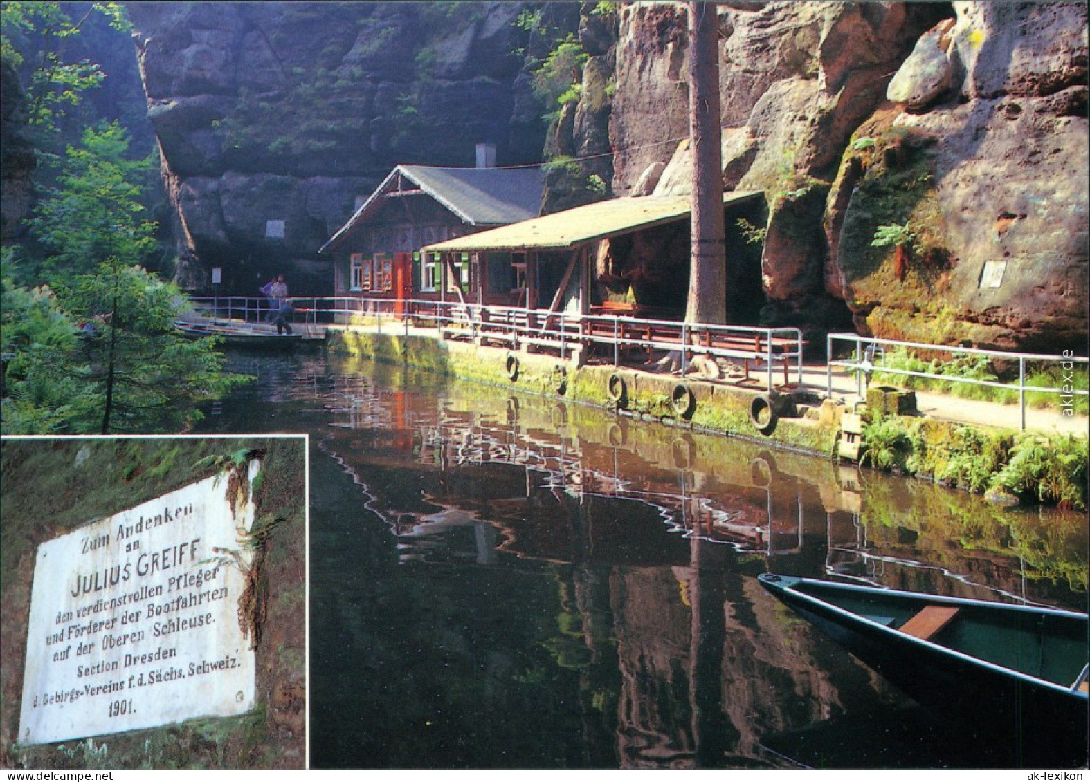 Hinterhermsdorf-Sebnitz Bootstation Obere Schleuse U. Historische Plakette 1997 - Hinterhermsdorf