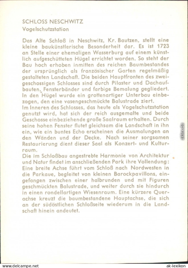 Ansichtskarte Neschwitz Njeswačidło Schloss 1975 - Neschwitz