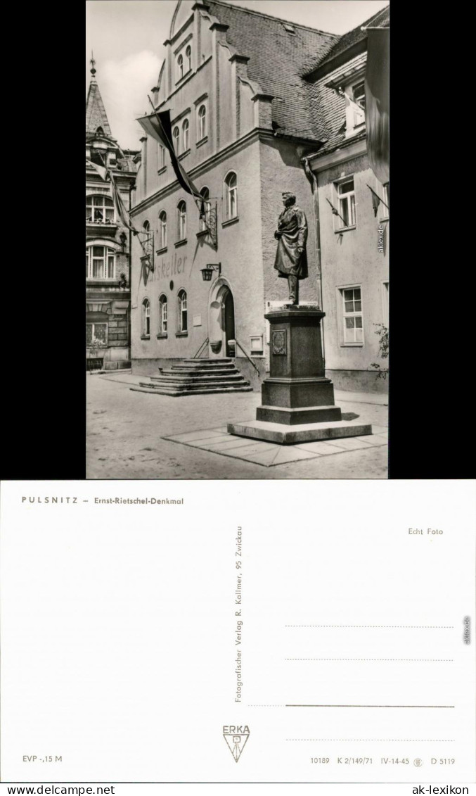 Ansichtskarte Pulsnitz Połčnica Ernst-Rietschel-Denkmal 1971 - Pulsnitz
