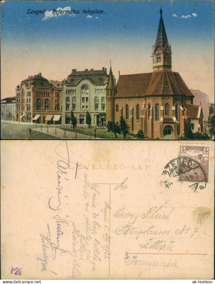 Postcard Szegedin Szeged | Сегедин Református Templom. 1922 - Ungarn