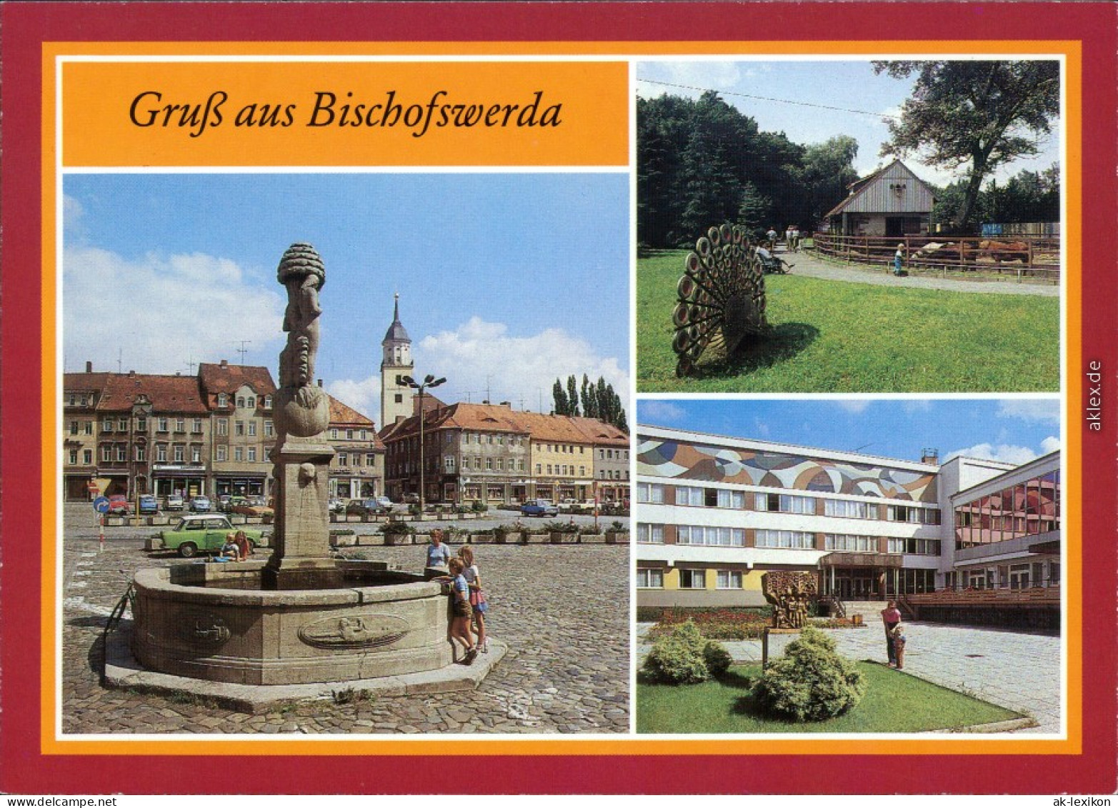 Bischofswerda Brunnen Auf Dem Altmarkt, Tierpark, Kreiskulturhaus 1995 - Bischofswerda