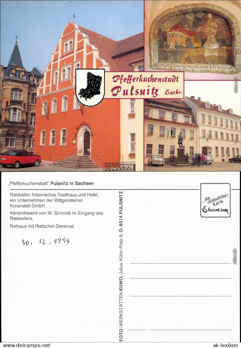 Pulsnitz Połčnica Ratskeller, Keramikwand, Rathaus Mit Rietschel-Denkmal 1994 - Pulsnitz