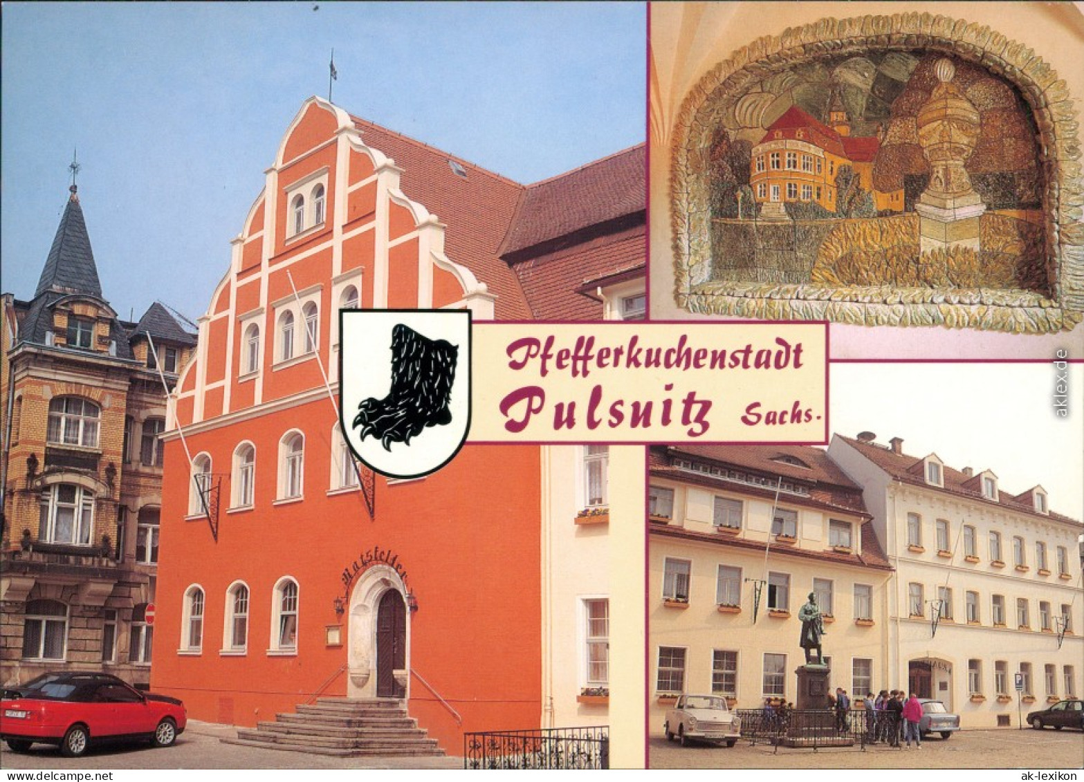 Pulsnitz Połčnica Ratskeller, Keramikwand, Rathaus Mit Rietschel-Denkmal 1994 - Pulsnitz