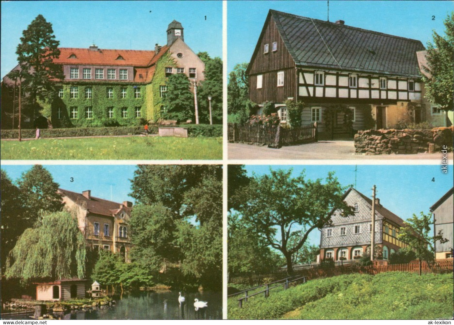 Neukirch (Lausitz) Oberneukirch  Schule, Umgebindehaus, Am Schwanenteich 1972 - Neukirch (Lausitz)