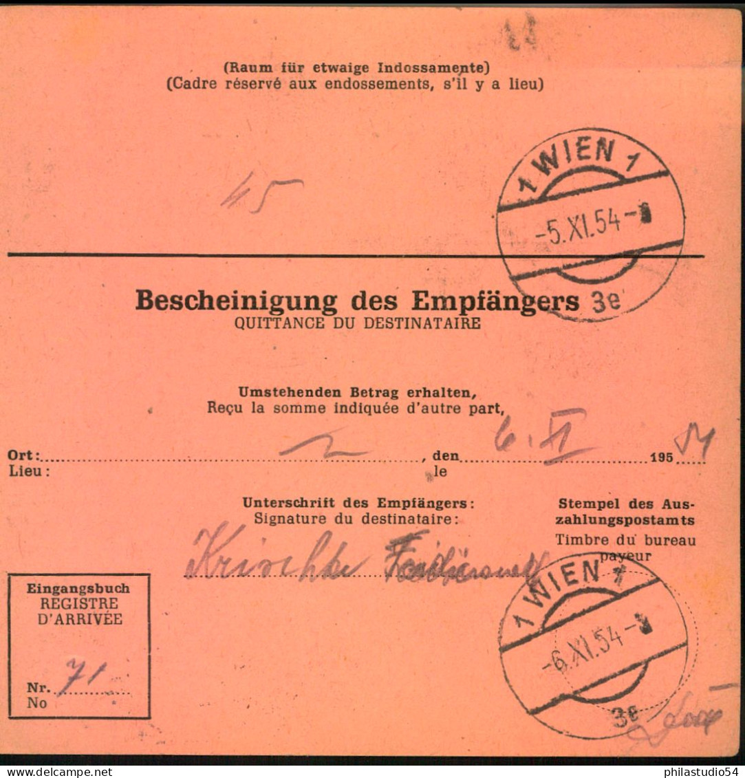 1954, Auslands - Postanweisung Mit 80 Pf. Bauten Ab  BERLIN 21 - Brieven En Documenten