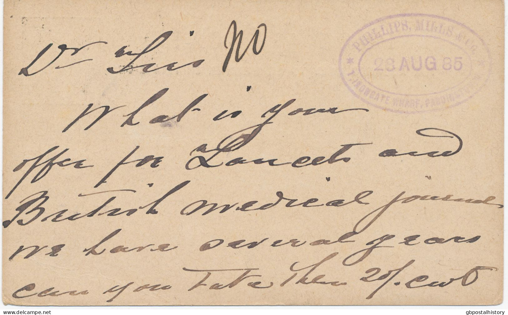 GB „PADDINGTON.W / P / 12“ (LONDON) Duplex Postmark (partly Missing) On Superb QV ½d Postal Stationery Postcard, Locally - Brieven En Documenten