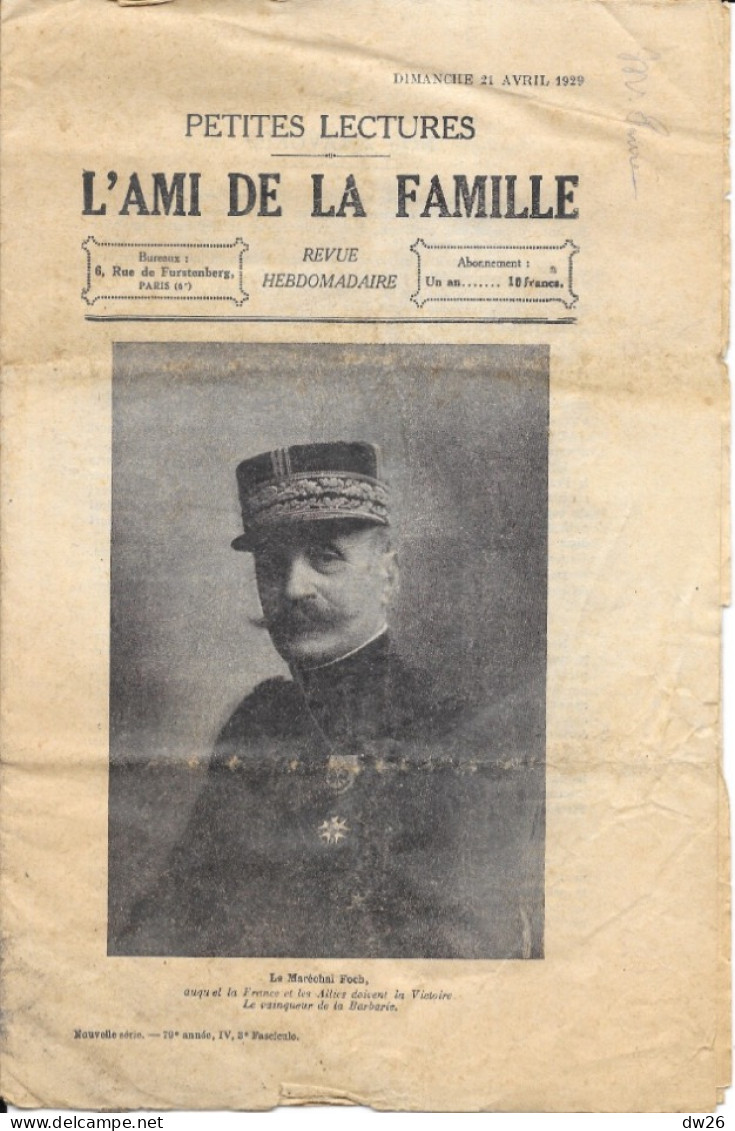 Revue Hebdomadaire: L'Ami De La Famille (Petites Lectures) 21 Avril 1929 - Le Maréchal Foch, Cardinal Charost - 1900 - 1949