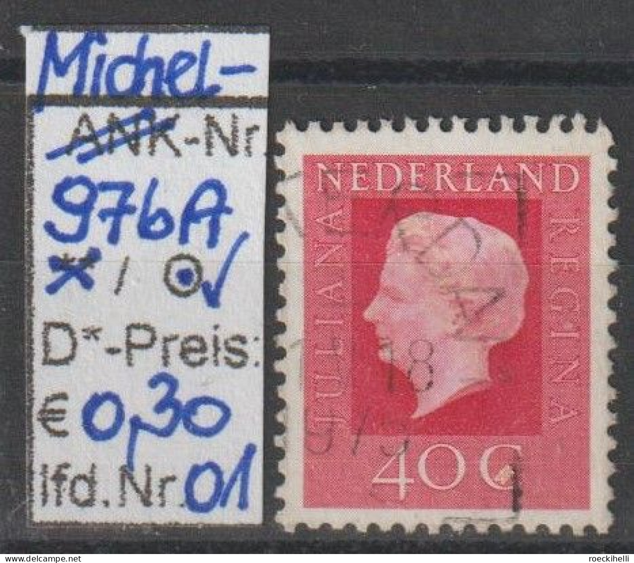 1972 - NIEDERLANDE - FM/DM "Königin Juliana" 40 C Dkl'karminlila - O Gestempelt - S. Scan (976o 01-04 Nl) - Usados