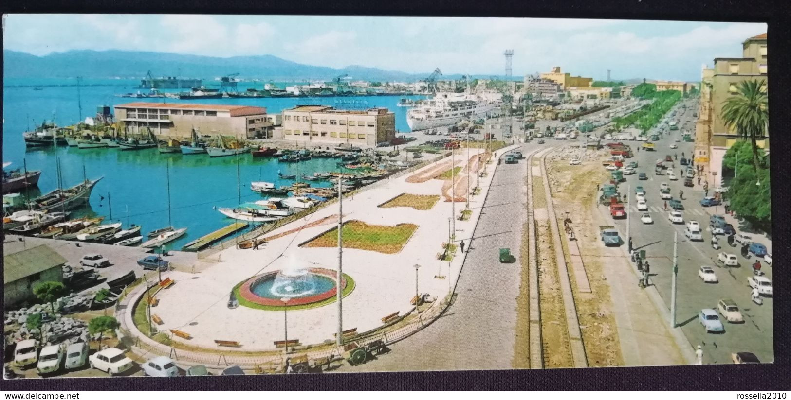 CARTOLINA AUTOMOBILI 1955 ITALIA CAGLIARI VIA ROMA E PORTO F. SEGNALIBRO Italy Postcard ITALIEN Ansichtskarten - Cagliari