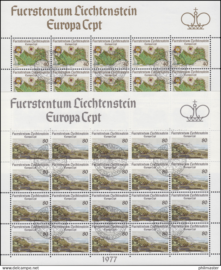 667-668 Europa / CEPT - Landschaften 1977, 2 Werte, Kleinbogen-Satz ESSt - Oblitérés