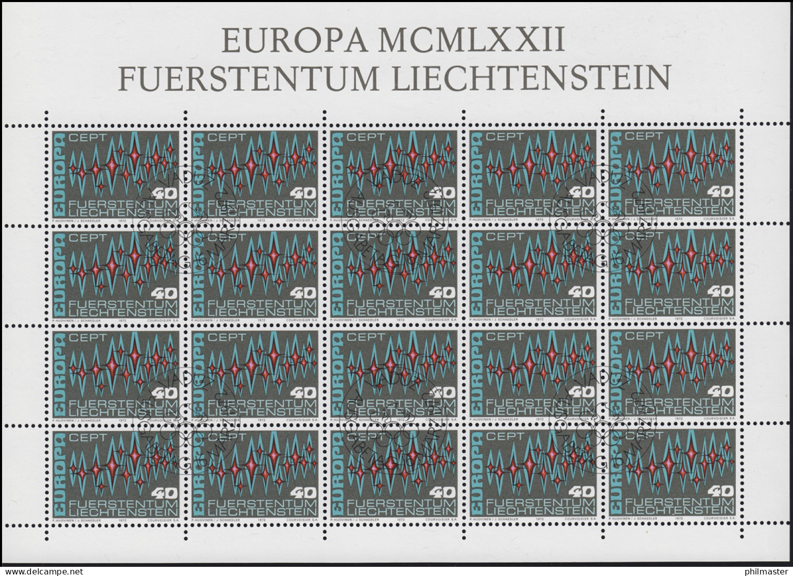 564 Europa / CEPT - Sterne 1972, Kleinbogen ESSt - Oblitérés