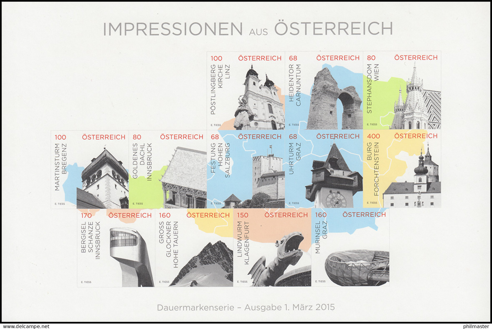 3183-3198 Impressionen Aus Österreich, Zwei Folienblätter, Sonderdrucke Der Post - Proofs & Reprints