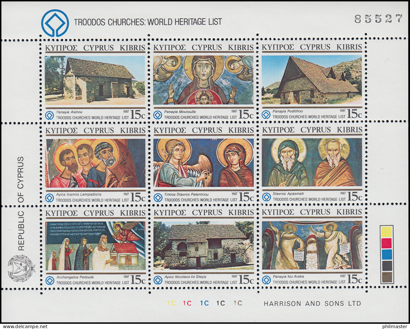 Zypern (griechisch) 672-680 Kulturerbe: Kirchen, Zusammendruck-Kleinbogen, ** - Andere & Zonder Classificatie