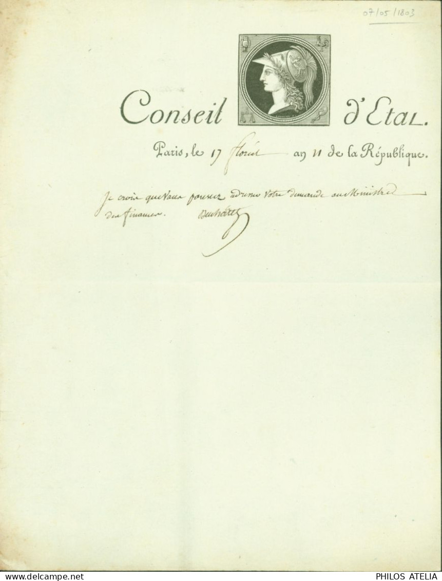 LAS Lettre Autographe Signature Comte D'Empire Charles Jacques Nicolas Duchâtel Haut Fonctionnaire Homme Politique - Político Y Militar