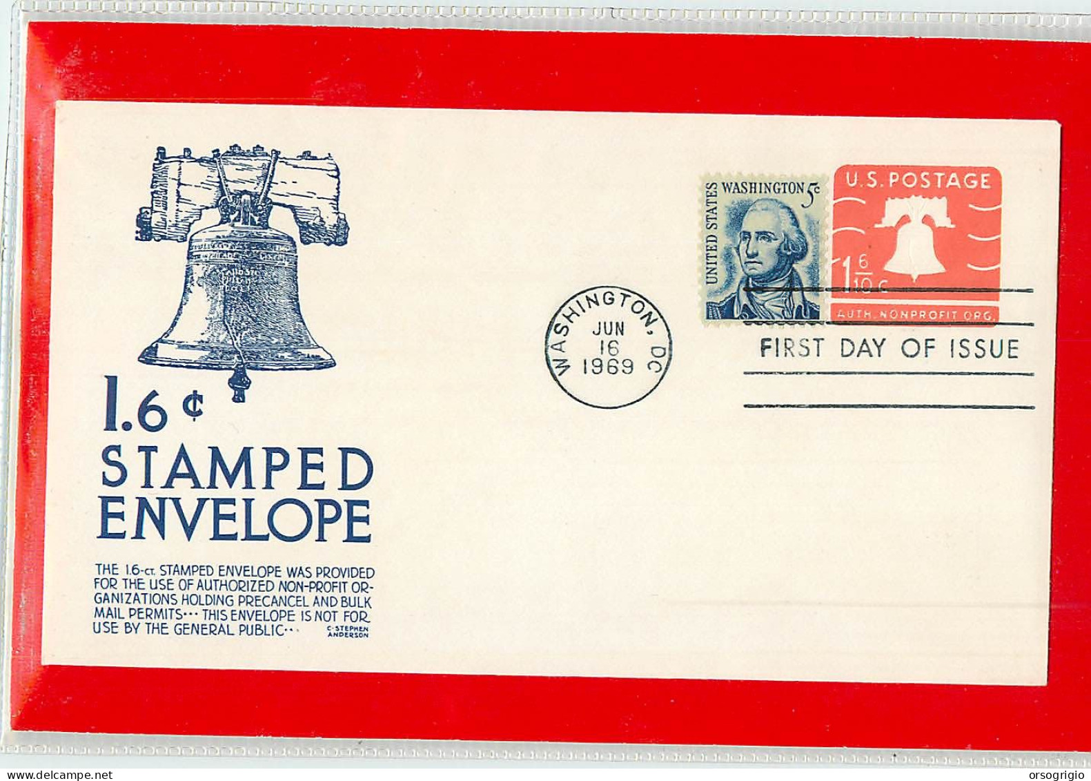 USA - EMBOSSED STAMPED ENVELOPE - FDC 1969 - 1961-80