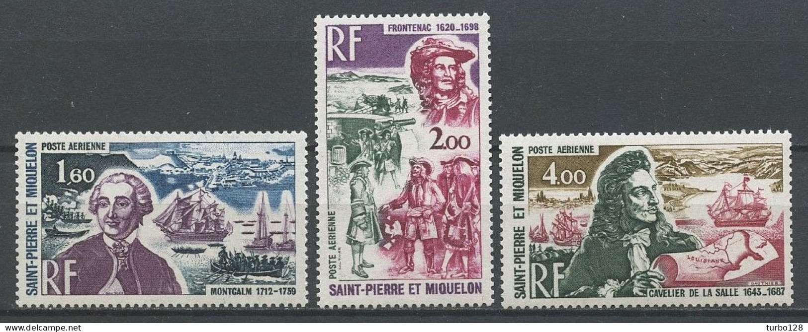 SPM MIQUELON 1972 PA N° 54/56 ** Neufs MNH Superbes C 50 € Personnages Célèbres Bateaux Sailboats La Salle Montcalm - Unused Stamps